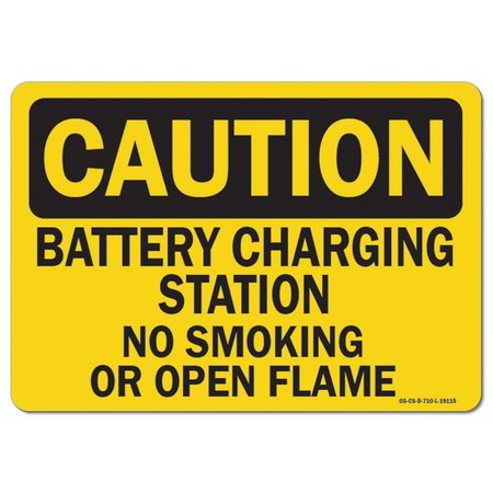 SIGNMISSION OSHA Sign, 5" H, 7" W, 5" H, 7" W, Lndscp, Battery Charging Station No Smoking Or Open Flames OS-CS-D-57-L-19115